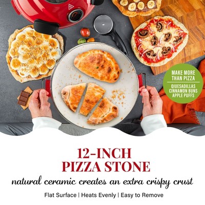 Red Electric Indoor/Outdoor Pizza Oven with Ceramic Stone