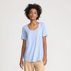 Lands' End Women's Short Sleeve Power Performance Scoop Neck Curved Hem Tunic Tee - 1 of 4