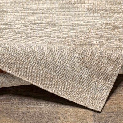 Aztec-Inspired Beige and Gray Round Polypropylene Rug