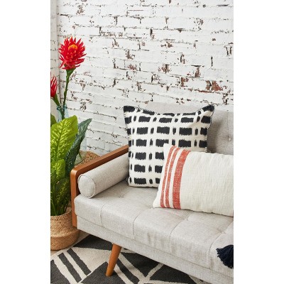 Black and White Ikat Square Throw Pillow