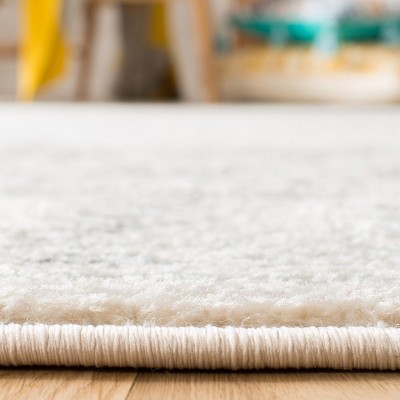 Ivory and Grey Synthetic 2' x 5' Hand-Knotted Easy Care Runner Rug