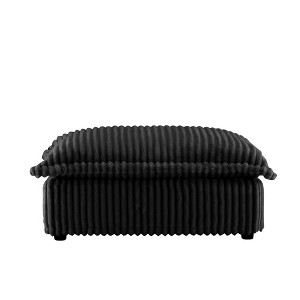 PAGED Corduroy Fabric Ottoman, Modern Wooden Sectional Sofa Footstool Module with Thickened Seat Cushion, Shoe Bench for Living Room, Bedroom - 1 of 4