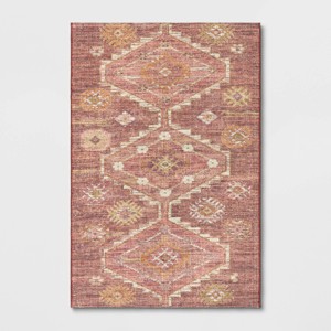 Southbury Washable Printed Diamond Persian Style Rug Rust - Threshold™ - 1 of 4