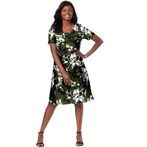 Jessica London Women's Plus Size Stretch Knit A-Line Dress - 1 of 4