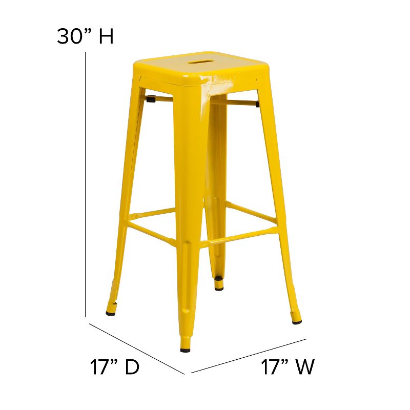 Flash Furniture Commercial Grade 30" High Backless Metal Indoor-Outdoor Barstool with Square Seat, 5 of 24