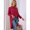 INSPIRE CHIC Women's High Low Long Sleeve Back Keyhole Round Neck Asymmetrical Hem Dressy Casual Blouse - 4 of 4