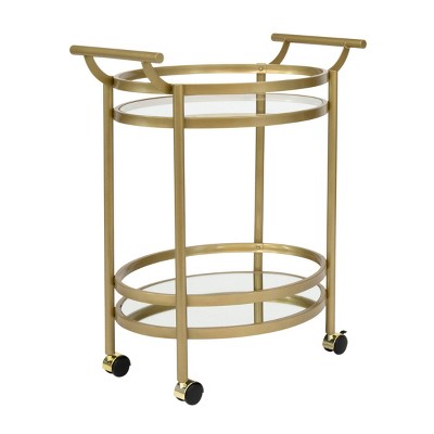 Palazzo Bar Cart with Clear Glass Gold - Studio Designs Home