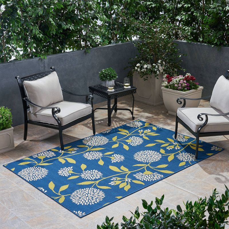 Viola Floral Outdoor Rug Blue/Green - Christopher Knight Home, 4 of 7