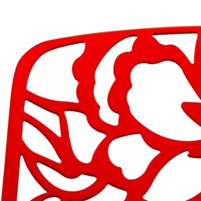 Devon Red Aluminum Outdoor Flower Design Dining Chair