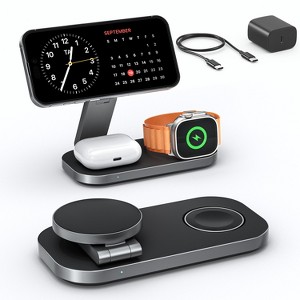 Waloo Premium Desktop 3-in-1 Wireless Charging Station for iPhone, Apple Watch & AirPods - 1 of 4