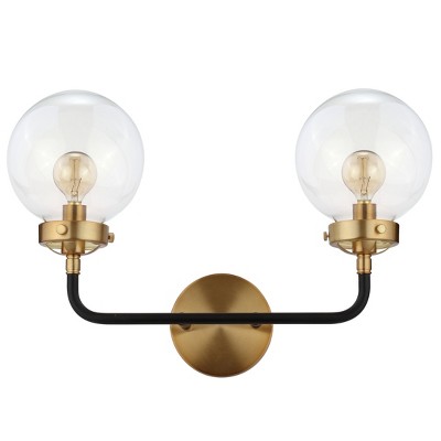 Caleb Transitional 18" Black and Brass LED Wall Sconce