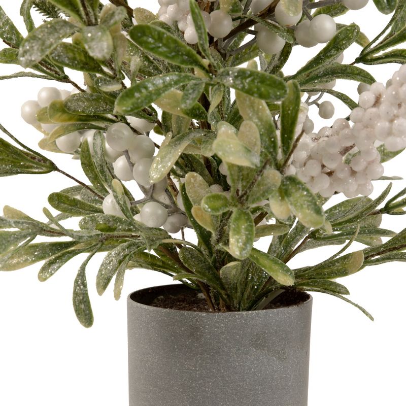 Northlight 24" Green and White Berry Christmas Potted Artificial Plant with Glitter Frost, 3 of 4
