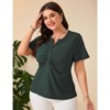 Coolmee Women Plus Size V Neck Button Blouse Short Sleeves Summer Comfy Lightweight Casual Tunic Tops - 4 of 4