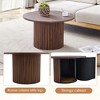 NicBex Natural Wood Pattern Round Coffee Table with Cylindrical Leg,Modern Rustic Charm Center Table for Living Room,Walnut - 3 of 4