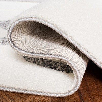 Ivory and Gray Square Synthetic Kids Rug, 80 in