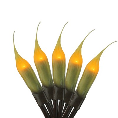 Darice 140ct Micro Silicone Flame Bulb 8-Function String Lights Amber - 22.1' Brown Wire