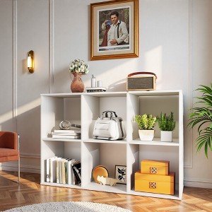 FONTOI 6 Cube Decorative Bookshelf Storage Organizer, Open Book Shelf Display Bookcase with Removable Back Panels, White, 11.6"*35.9"*23.2" - 1 of 4
