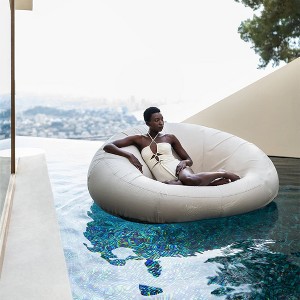 California Sun Cucciolo Round Luxury Inflatable Fabric Sun Lounger Pool Float Chaise - 1 of 4