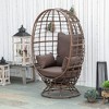 Outsunny Outdoor Wicker Egg Chair with Cushion, Lounge Chair Rattan 360 Degree Round Basket Chair for Backyard Garden Lawn Indoor Living Room - 2 of 4