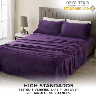 King Purple Velvet Plush Microfiber Deep Pocket Sheet Set