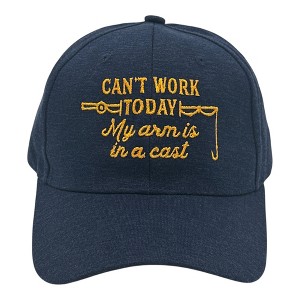 Can't Work Today My Arm Is In A Cast Hat Funny Fishing Rod Joke Cap - Crazy Dog - 1 of 4