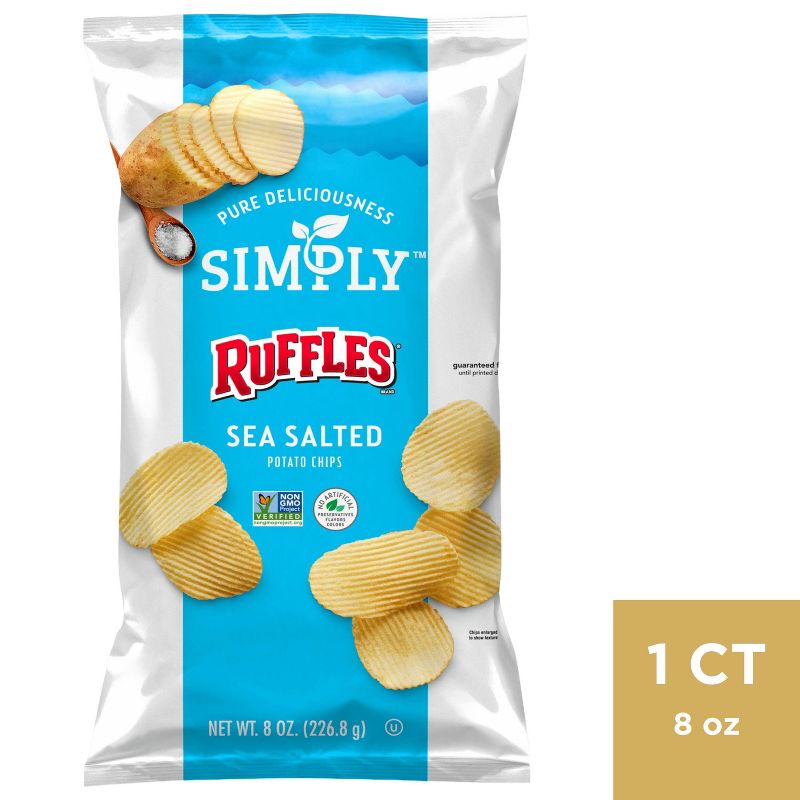 Simply Ruffles Sea Salted Potato Chips - 8oz, 1 of 8