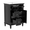 Akoasm 24 in. W Sink Bathroom Vanity Cabinet with One Flip Drawer and Two Drawers-Black - 2 of 4