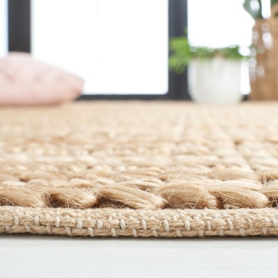Natural Beige Handwoven Cotton and Jute Area Rug, 5' x 8'