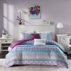 Sapphtopaz Bedding Comforter Sets Quilt Set Bohemian Style Plant Prints and Purple Back Reversible Quilt Set - 4 of 4