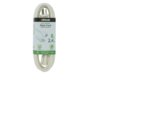 Woods 8ft Outdoor Extension Cord White