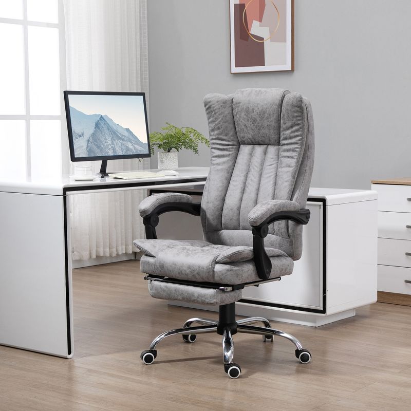 Vinsetto Microfiber Office Chair, High Back Computer Chair with 6 Point Massage, Heat, Adjustable Height and Retractable Footrest, 3 of 7