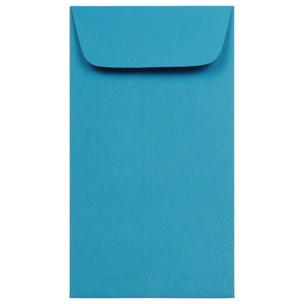 JAM Paper Brite Hue #6 Coin Envelopes 3 3/8 X 6 50 per pack Blue: Wet and Seal, Recycled Content, Gummed Flap, Mailing