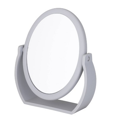 Gray Rubberized 10x Magnification Vanity Mirror