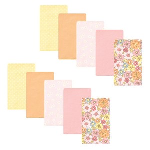 Hudson Baby Infant Girl Cotton Flannel Burp Cloths, Peace Love Flowers 10 Pack, One Size - 1 of 4