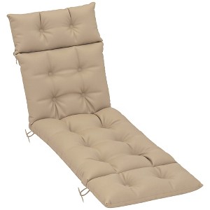 Outsunny Patio Lounge Chair Cushion, Tufted Thick Outdoor Chaise Lounge Cushion with Ties for Lawn Pool Deck, 74.8" x 22" x 4" - 1 of 4