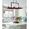 Farmhouse 6-Light Kitchen Island Chandelier, Rectangular Wood and Black Metal Pendant with Glass Shades - 3 of 4