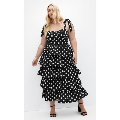 Women's Plus Size Elina Spot Dress - black | CITY CHIC