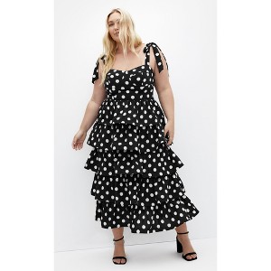 Women's Plus Size Elina Spot Dress - black | CITY CHIC - 1 of 4