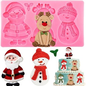 JDICTION Large 3D Christmas Silicone Mold - Santa/Snowman/Reindeer Shapes for Fondant, Cookie, Chocolate, Cake Baking & Resin Crafts - 1 of 4