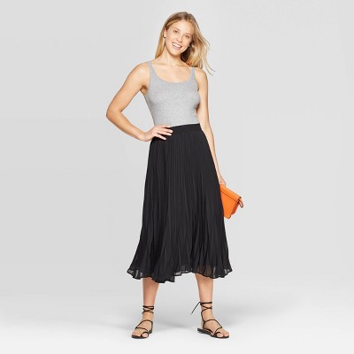 Black pleated hotsell midi skirt xs