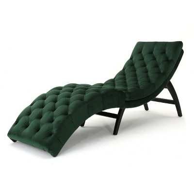 Garret Tufted Chaise Lounge Emerald - Christopher Knight Home