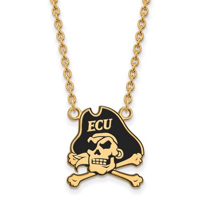 Black Bow Jewelry 14k Yellow Gold Plated Sterling Silver East Carolina Pirates NCAA Necklace 18 Inch