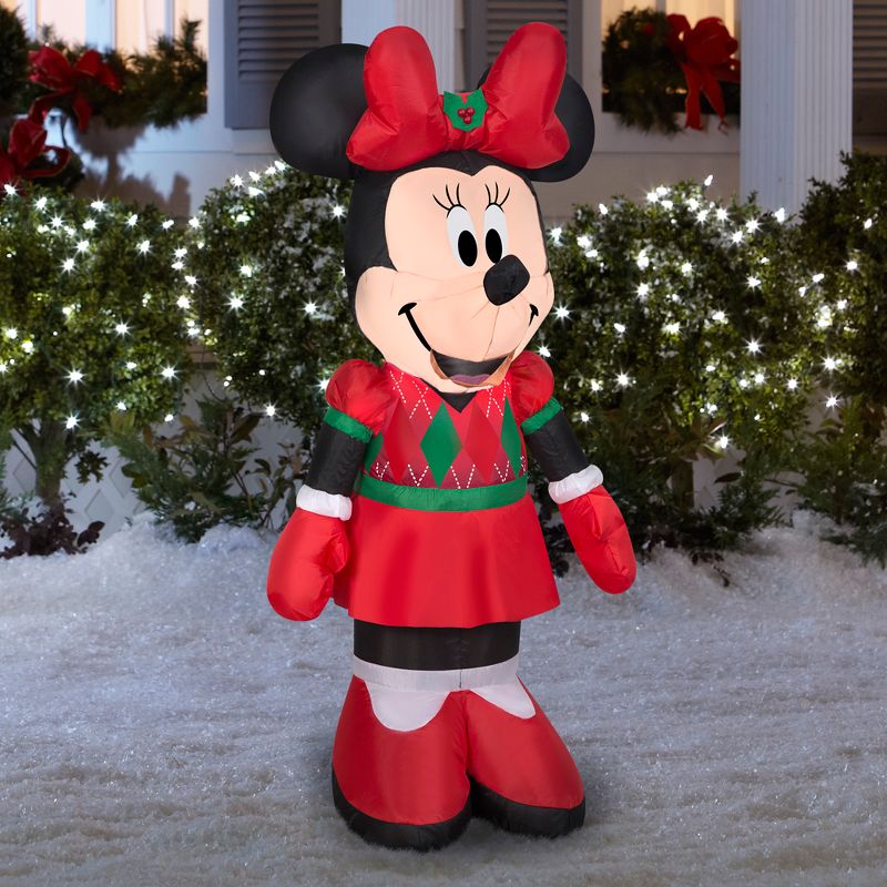 Disney Christmas Airblown Inflatable Minnie in Winterwear Disney, 3.5 ft Tall, Multi, 2 of 3