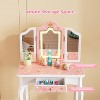 JOYMOR Upgrade 2-in-1 Kids Vanity with Tri-Fold Mirror & LED Touch Screen, Adjustable Lights with Drawer for Girls Age 4-9 (Pink) - 4 of 4