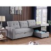 ROOMTEC Convertible Sleeper Sectional Sofa, L-shaped Corner Couch with Pullout Bed, Upholstered Sofa Bed w/Storage Chaise - 3 of 4