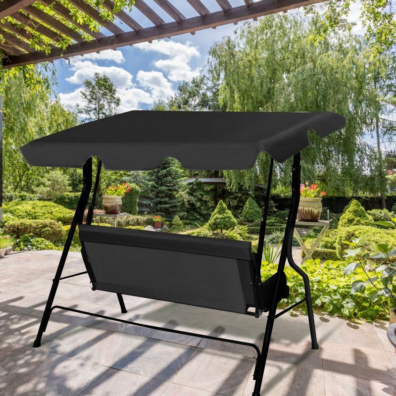 Costway Patio 3 Seats Canopy Swing Glider Hammock Cushioned Steel Frame Outdoor, 4 of 10