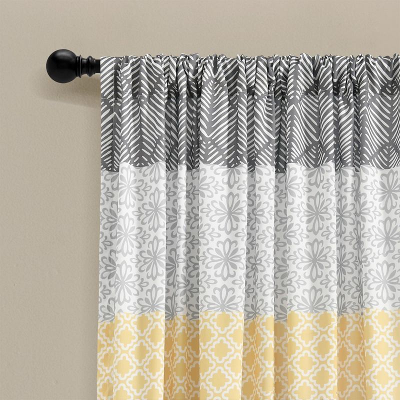 Bohemian Stripe Window Curtain Panels Yellow/Gray 52X84 Set, 2 of 7
