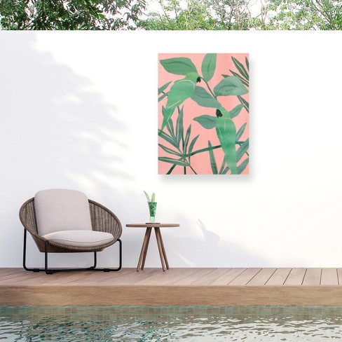 "Pink and Green Birds of Paradise I" Outdoor Canvas - image 1 of 4