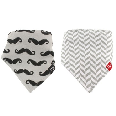 Hudson Baby Infant Boy Cotton Bandana Bibs 2pk, Mustache, One Size