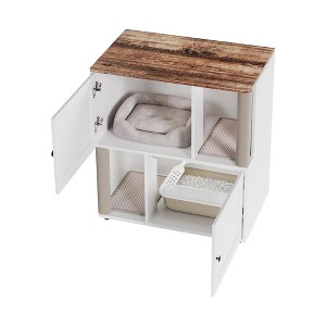 Litter Box Enclosure for 2 Cats, Hidden Double Litter Box Enclosure Furniture with Scratching Post, Wooden Cat Washroom Furniture - 1 of 4